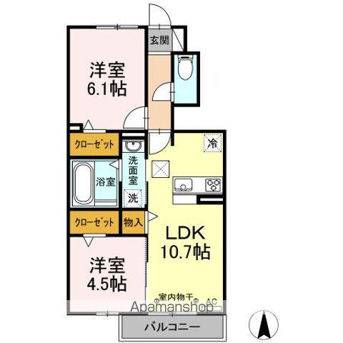 ノコパレス B棟(2LDK/1階)の間取り写真