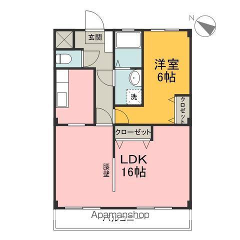 イーストワン高見原(1LDK/3階)の間取り写真
