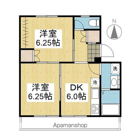 アルト堀江2号棟(2DK/4階)の間取り写真