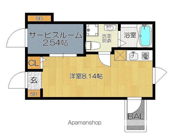 ガレット和白(ワンルーム/4階)の間取り写真