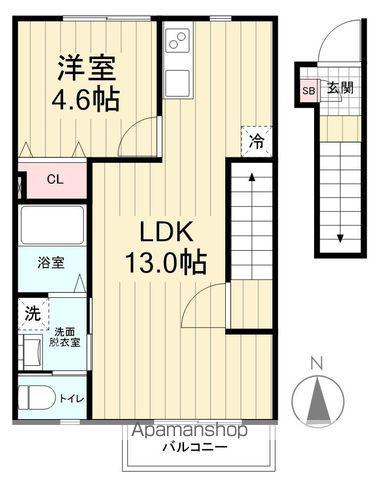 CLAIR(1LDK/2階)の間取り写真