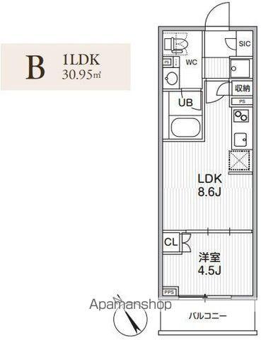 グランエール西日暮里ノース(1LDK/9階)の間取り写真