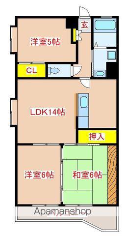 フォレストウインドイン隼人(3LDK/3階)の間取り写真