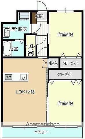 レイクヒルズ(2LDK/2階)の間取り写真