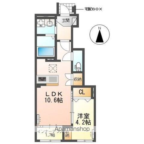 犬山市裏之門アパート(1LDK/1階)の間取り写真