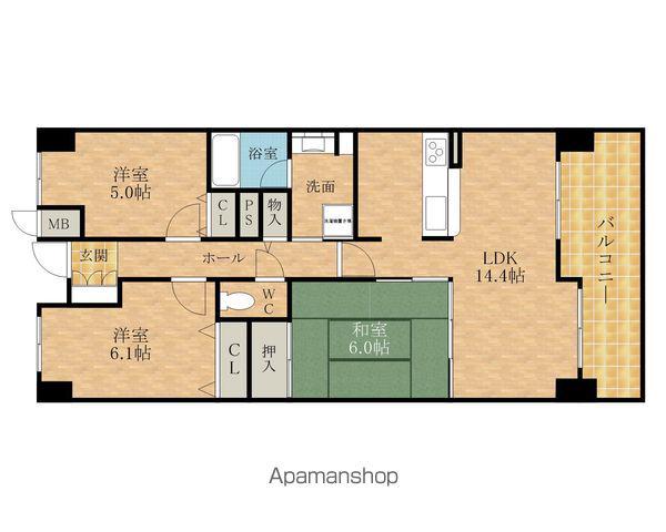 ファミール岸和田パークスクエアー(3LDK/1階)の間取り写真