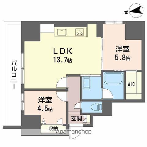 ナナアーク荒町(2LDK/8階)の間取り写真