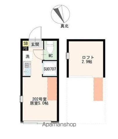 ブルーレースアゲート(ワンルーム/2階)の間取り写真