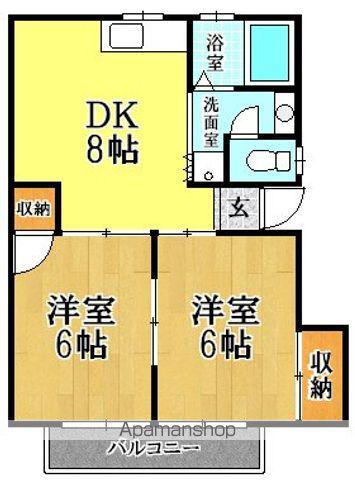 コーポラスカナイ(2DK/2階)の間取り写真
