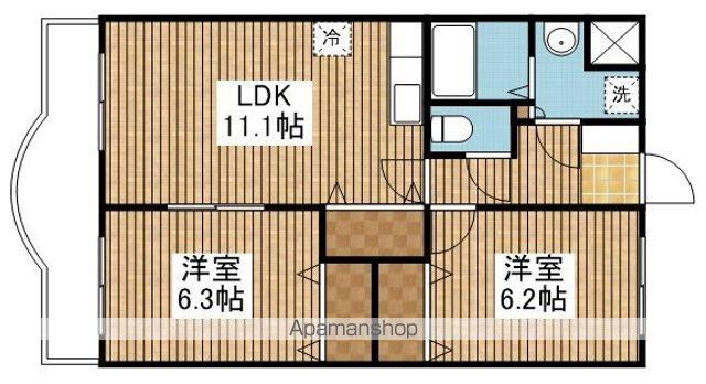 ルーラル壱番館(2LDK/3階)の間取り写真