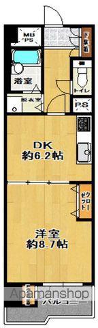 ライオンズマンション清水台(1DK/4階)の間取り写真