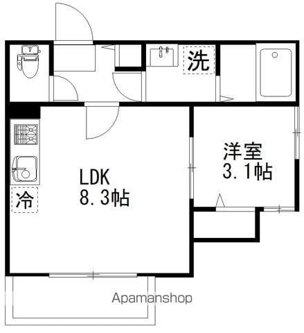 アットリラ八千代台西B(1LDK/2階)の間取り写真