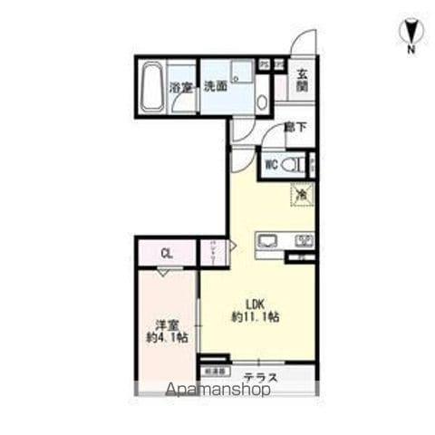 LUVITA新福寺町(1LDK/1階)の間取り写真