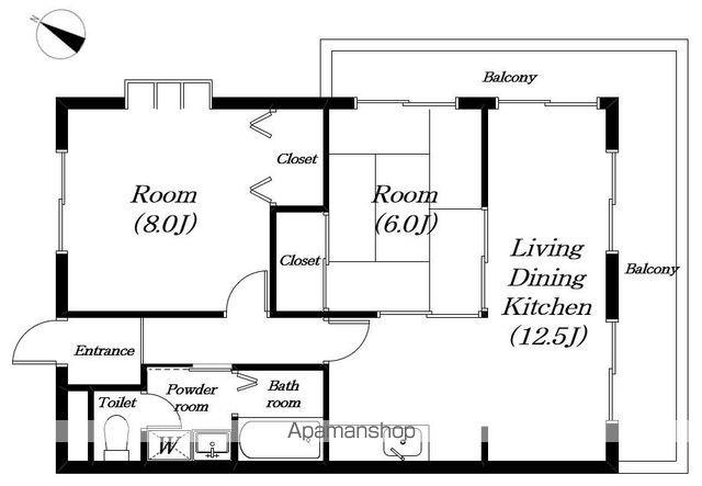 ユースコート東沖野(2LDK/3階)の間取り写真