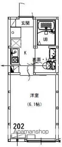 アルサーヴ千葉(1K/2階)の間取り写真