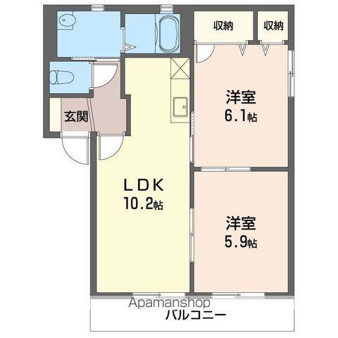 シャーメゾン中野 B棟(2LDK/1階)の間取り写真