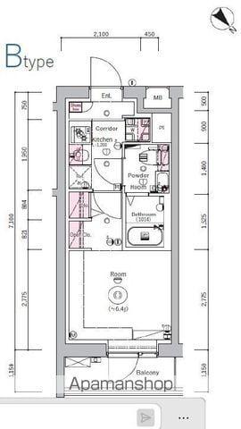 SYNEX YOKOHAMA-SHIMMACHI(1K/4階)の間取り写真