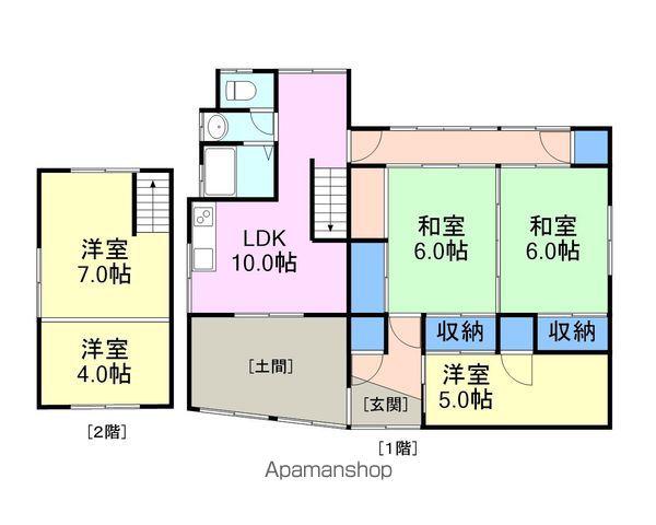 山陽本線 由宇駅 徒歩4分 2階建 築53年(4DK)の間取り写真