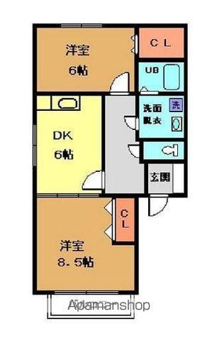 Gクレフ(2DK/1階)の間取り写真