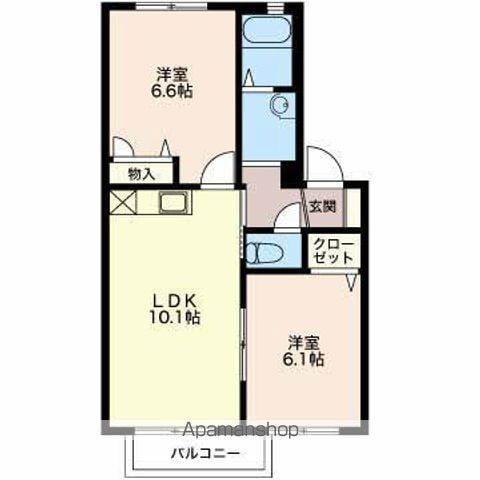 メゾン花水木B棟(2LDK/2階)の間取り写真