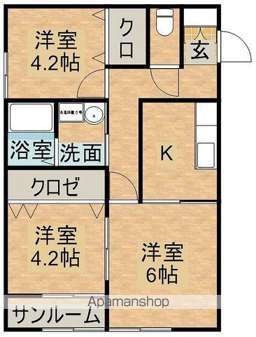 シャルール A棟(3K/2階)の間取り写真