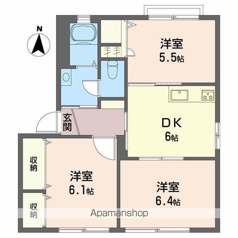 リヴェール西山A棟(3DK/1階)の間取り写真