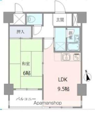 ベルメゾン上野松が谷(1LDK/6階)の間取り写真