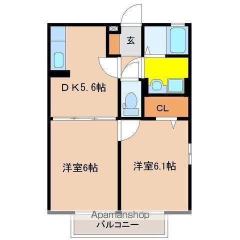 ボナール(2K/2階)の間取り写真