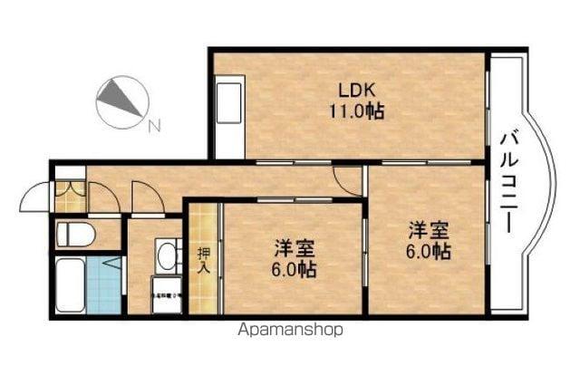 東洋マンション(2LDK/5階)の間取り写真