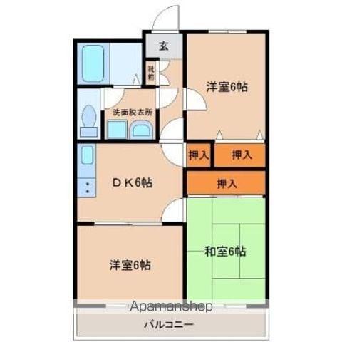 サンヴィラージュ(3DK/2階)の間取り写真