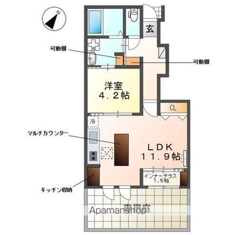 WOODSTOCK NEST(1LDK/1階)の間取り写真