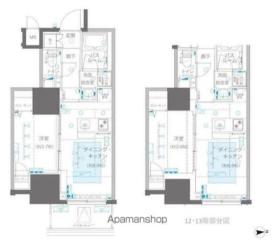ZOOM信濃町(1DK/12階)の間取り写真