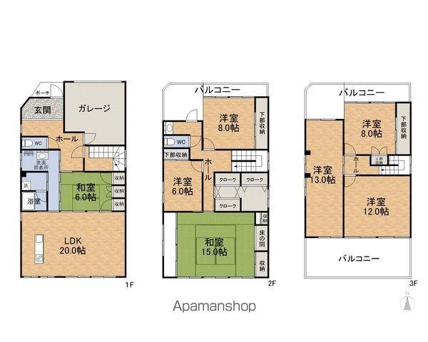 北陸新幹線 福井駅(福井) 徒歩10分 3階建 築47年(7LDK)の間取り写真