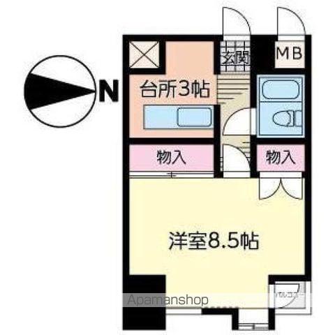 オーロラビル(1K/3階)の間取り写真