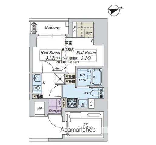 CREAL日本橋浜町(1K/4階)の間取り写真