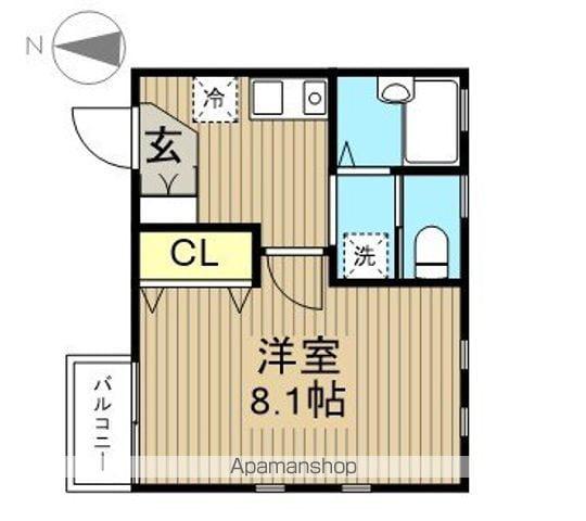 フラットK(1K/1階)の間取り写真