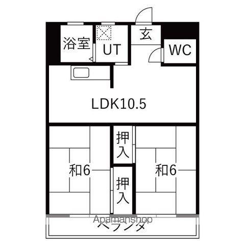 明和ビル(2LDK/6階)の間取り写真