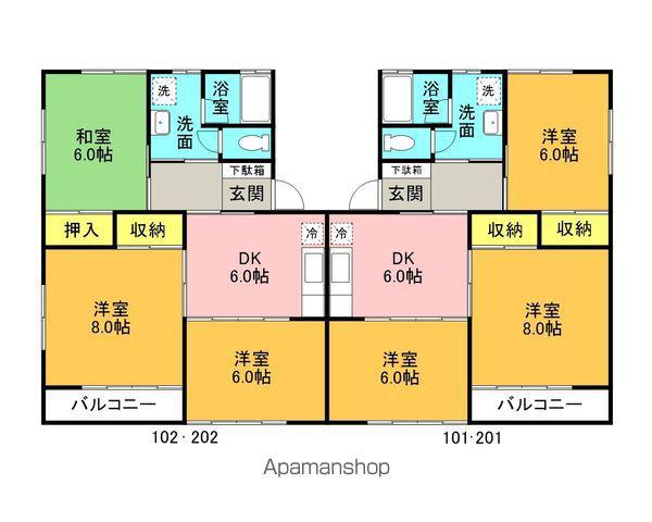 ビーエムハイツ A棟(3DK/2階)の間取り写真