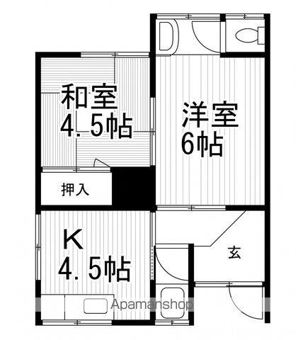 西之庄アパート(2DK/1階)の間取り写真