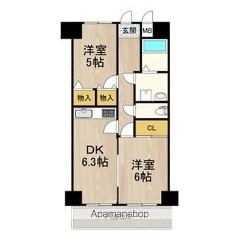 デイグラン長居公園(2DK/2階)の間取り写真