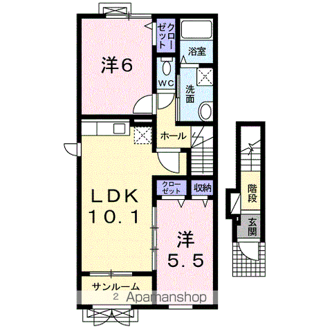 カーサ・アマーレSAIWAIⅠ(2LDK/2階)の間取り写真