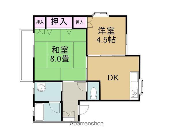 フローラル玉川(2DK/1階)の間取り写真