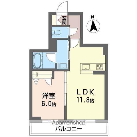 アンビシア西ノ内(1LDK/2階)の間取り写真