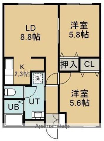 ステアSH(2LDK/2階)の間取り写真