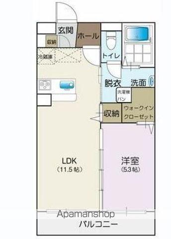 オリオン神栖(1LDK/2階)の間取り写真