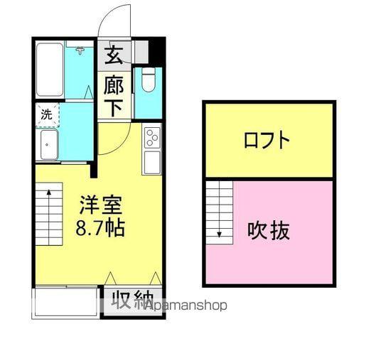 ルアナⅢ(1K/2階)の間取り写真