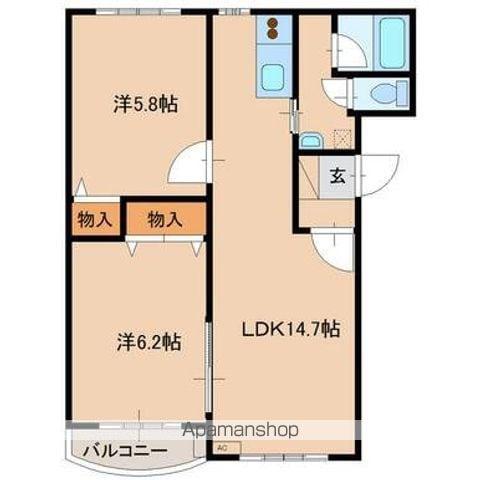 リップルF1(2LDK/2階)の間取り写真