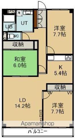 パイオニア富岡Ⅱ(3LDK/4階)の間取り写真