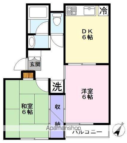 ラフィーヌ北小金(2DK/1階)の間取り写真