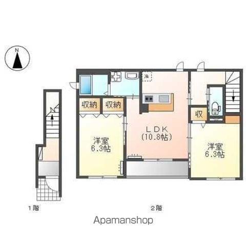 ヴィラ田中 A棟(2LDK/2階)の間取り写真